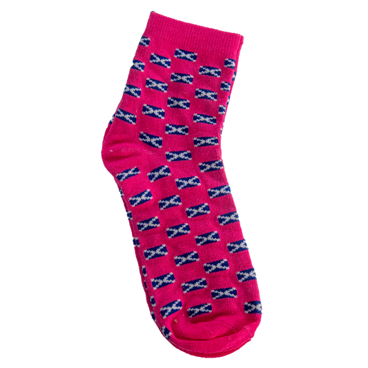 Multi Saltire Pink Socks - 4-7