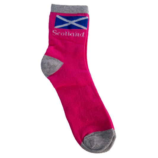 Pink Saltire Scotland Socks - 4-7