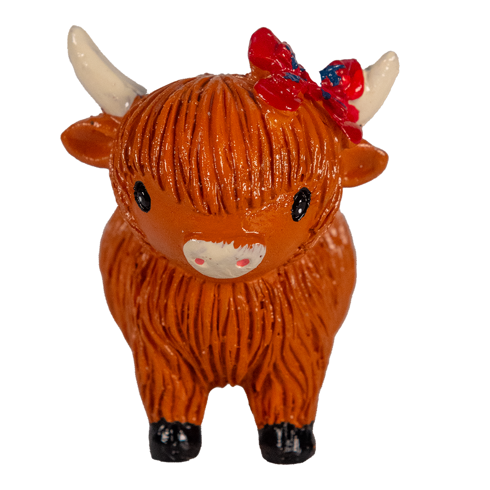 Coo Figurine  - Tartan Ribbon